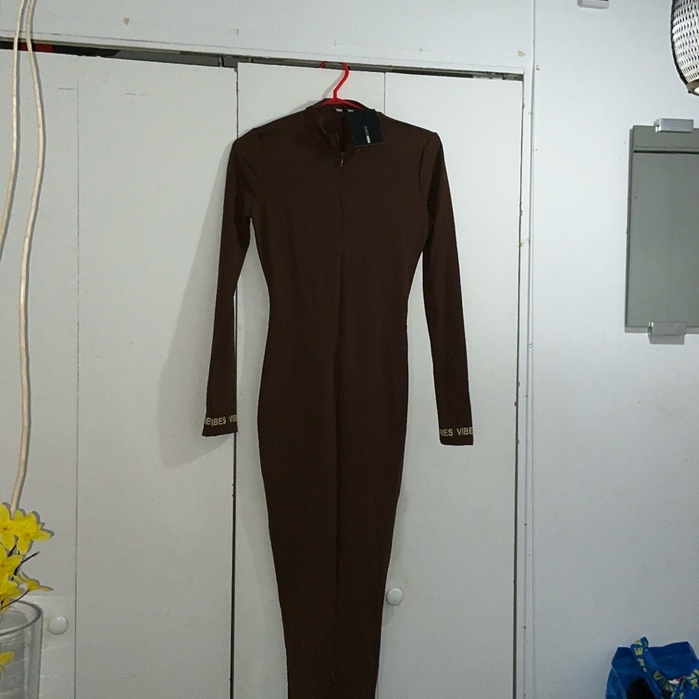 Fashion Nova Chocolate Long Sleeve Dress